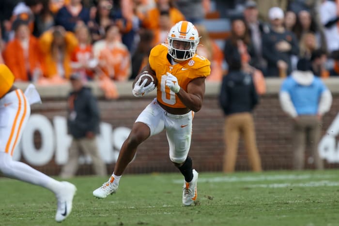 Tennessee Volunteers RB Jaylen Wright during the win over Vanderbilt. (Photo by Randy Sartin of USA Today Sports)